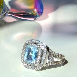 BH Effy 14k White Gold Aquarium & Diamond Ring